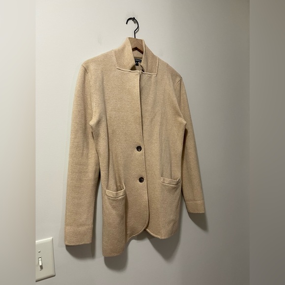 J. Crew Tan Knit Business Casual Classy Sweater Blazer Size Medium - Picture 4 of 10